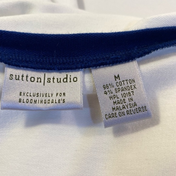 Bloomingdale’s Sutton Studio White V Neck Tennis Dress Blue - Picture 3 of 7